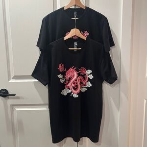 Two (2) Lunar New Year/Chinese New Year T-Shirts, Year of the Dragon & Snake, M